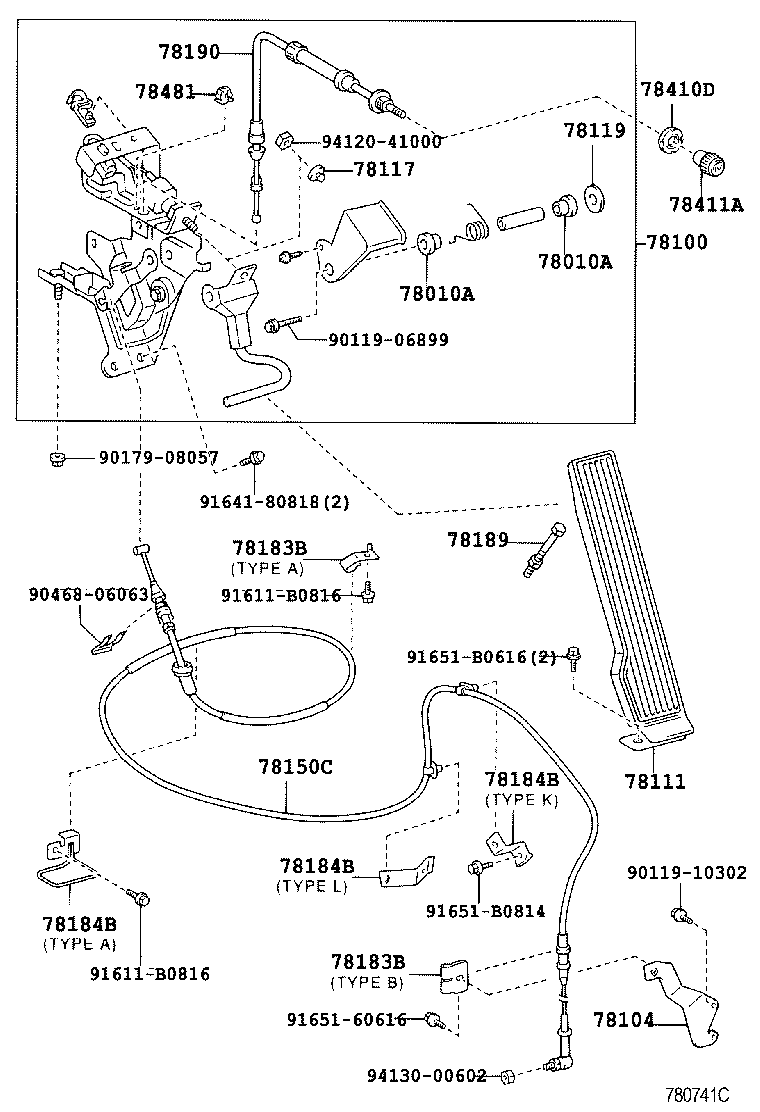 78184-37320 BRACKET, ACCELERATOR CONTROL CABLE product image
