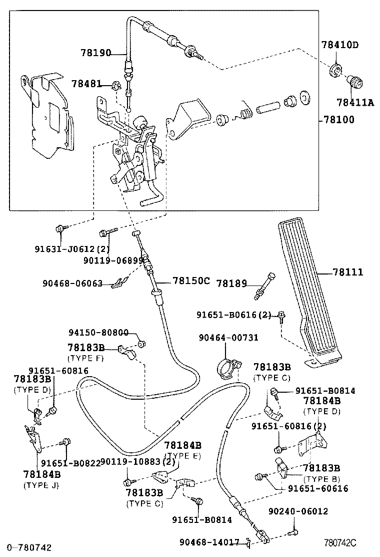 78184-37320 BRACKET, ACCELERATOR CONTROL CABLE product image