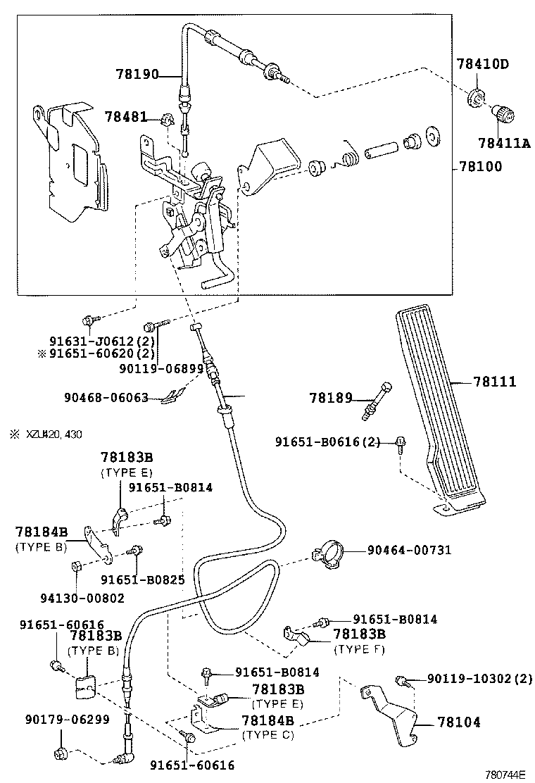 78184-37320 BRACKET, ACCELERATOR CONTROL CABLE product image
