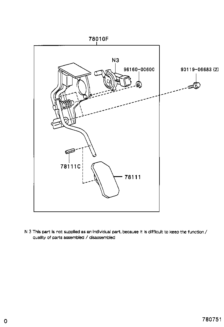78010-20121 PEDAL ASSY, ACCELERATOR product image
