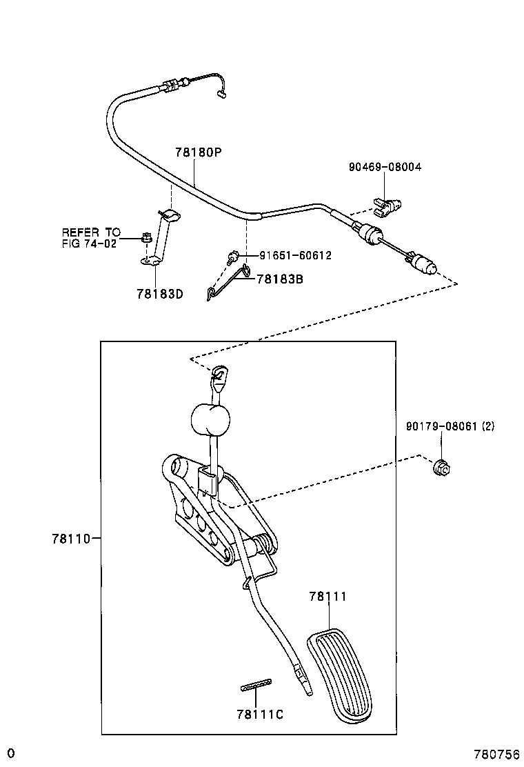 78183-0D070 CLAMP, ACCELERATOR CONTROL CABLE product image
