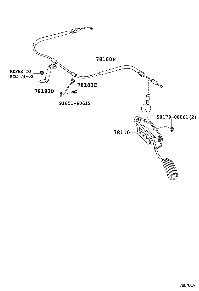 Toyota 78180-52011 CABLE ASSY, ACCELERATOR CONTROL