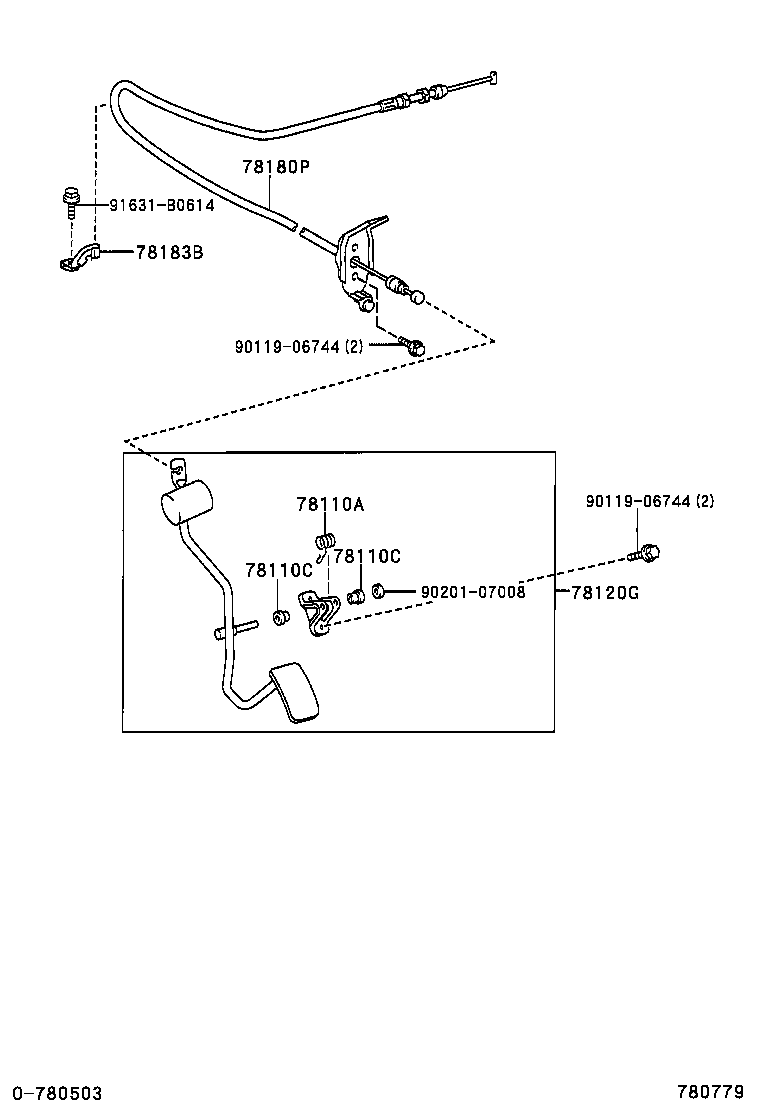 78185-42010 CLAMP, ACCELERATOR CONTROL CABLE, NO.2 product image