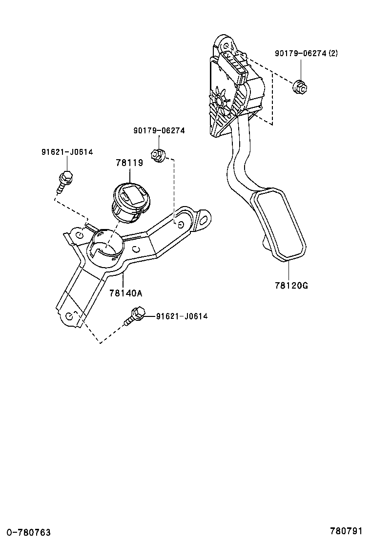 78189-48060 SUPPORT, ACCELERATOR CONTROL CABLE, NO.2 product image