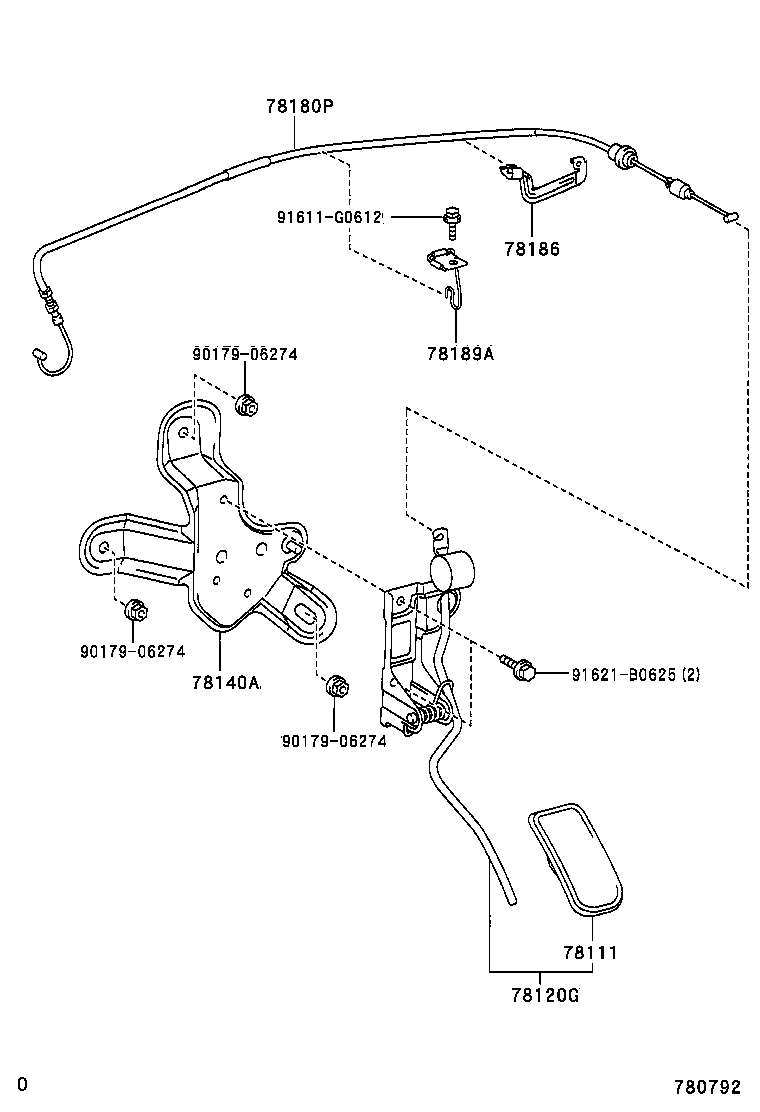 78189-48090 SUPPORT, ACCELERATOR CONTROL CABLE, NO.2 product image