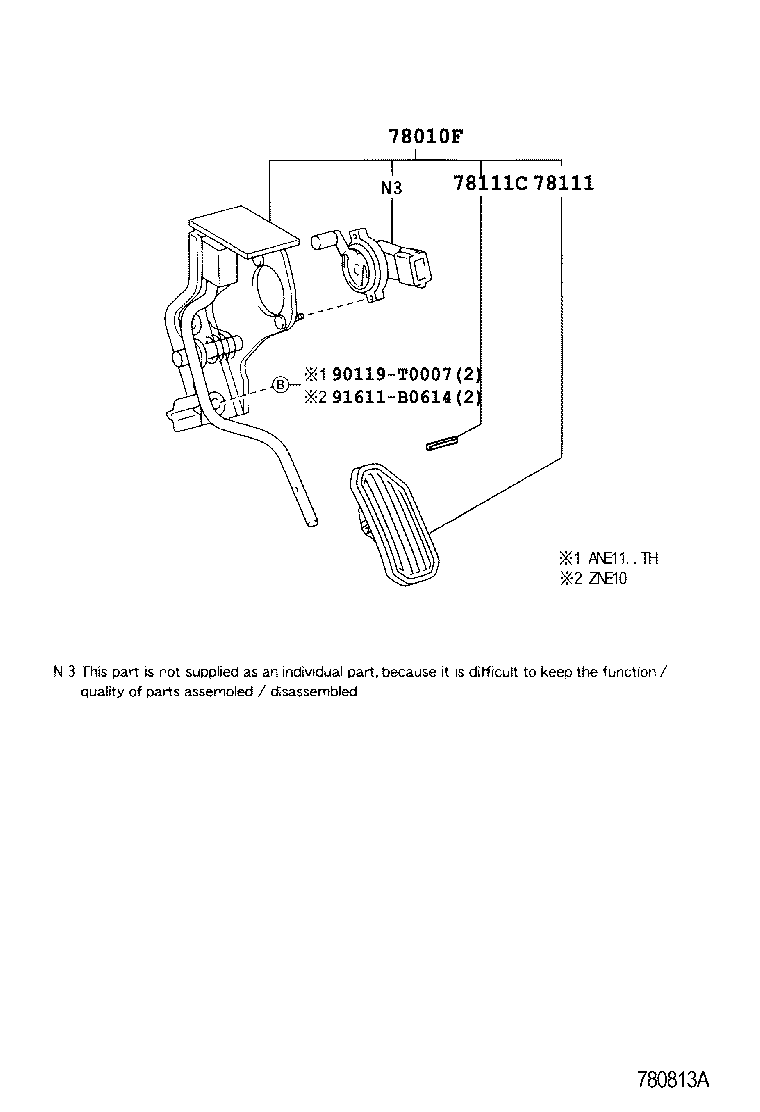 78010-0M010 PEDAL ASSY, ACCELERATOR product image