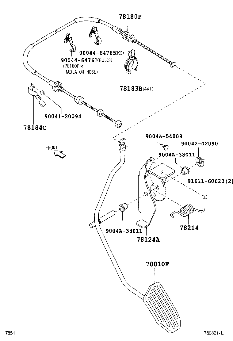 Toyota 31341-BZ010 BRACKET, ACCELERATOR CONTROL CABLE