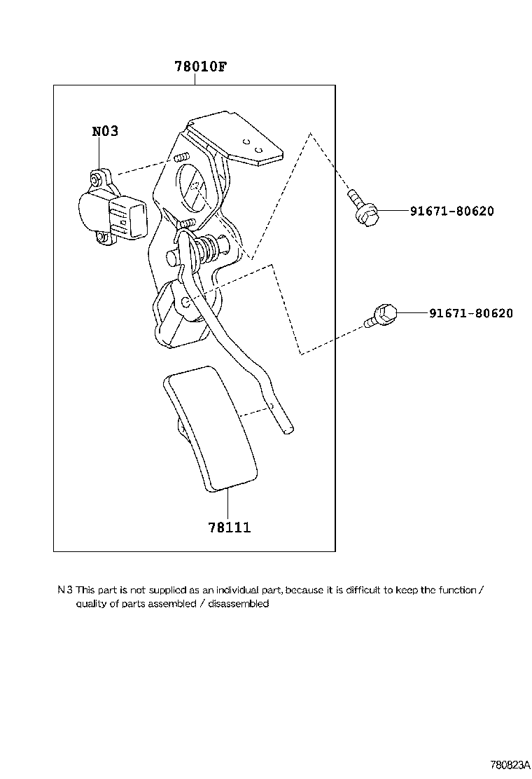 Toyota 78010-21020 PEDAL ASSY, ACCELERATOR