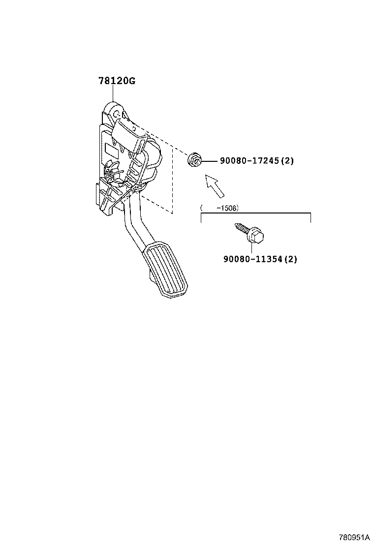 Toyota 78120-04080 ROD ASSY, ACCELERATOR PEDAL