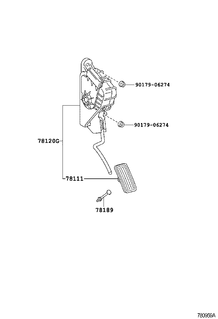 Toyota 78120-26170 ROD ASSY, ACCELERATOR PEDAL