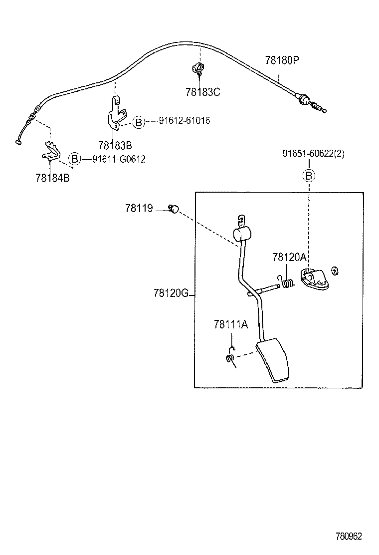 78183-28250 CLAMP, ACCELERATOR CONTROL CABLE product image