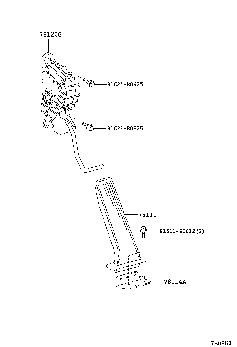 78114-22050 BRACKET, ACCELERATOR PEDAL SUPPORT product image
