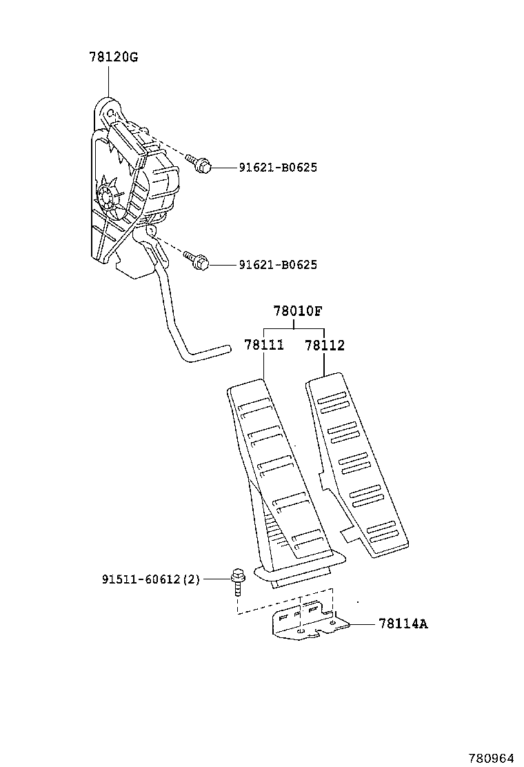 78114-22050 BRACKET, ACCELERATOR PEDAL SUPPORT product image