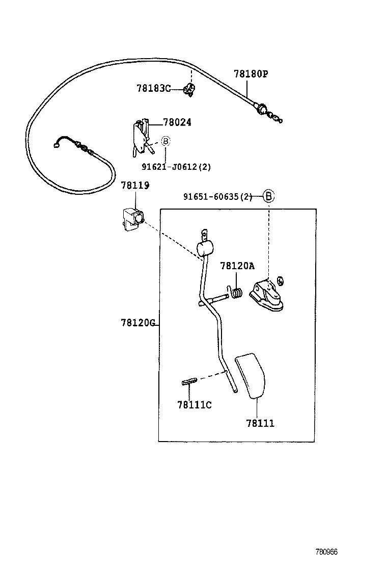 78180-28360 CABLE ASSY, ACCELERATOR CONTROL product image