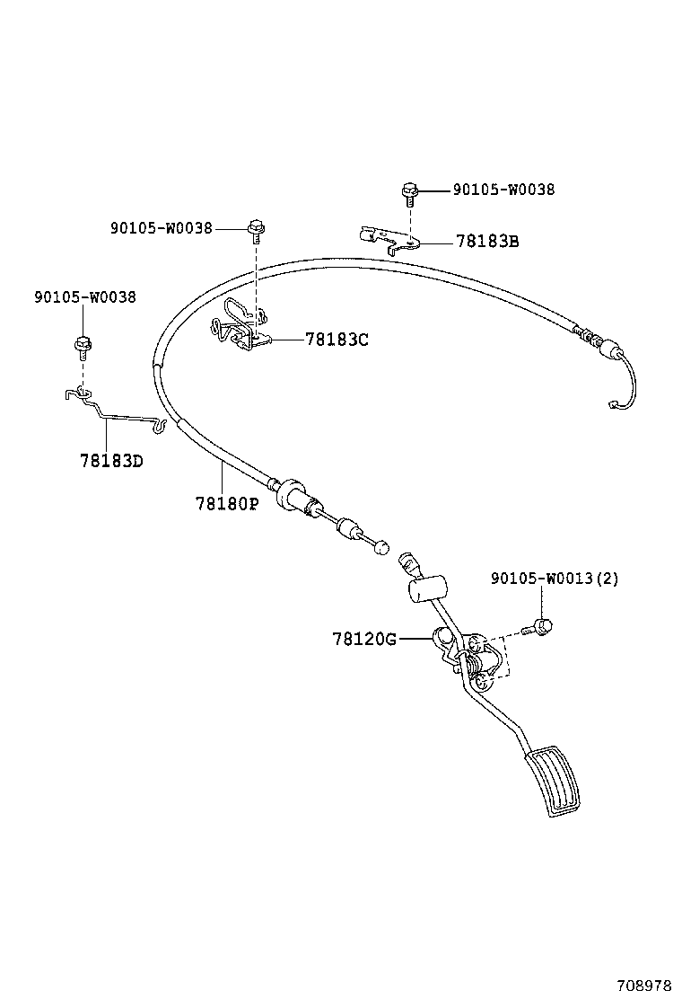 78183-0H050 CLAMP, ACCELERATOR CONTROL CABLE product image