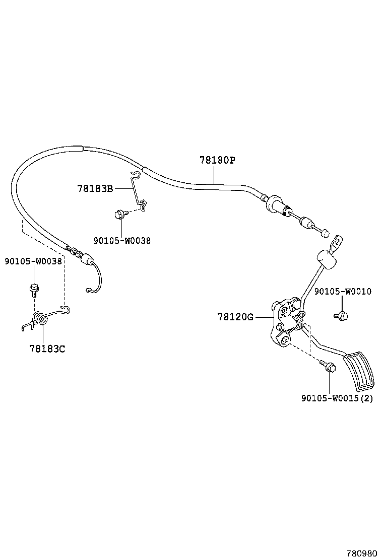 78183-0H050 CLAMP, ACCELERATOR CONTROL CABLE product image