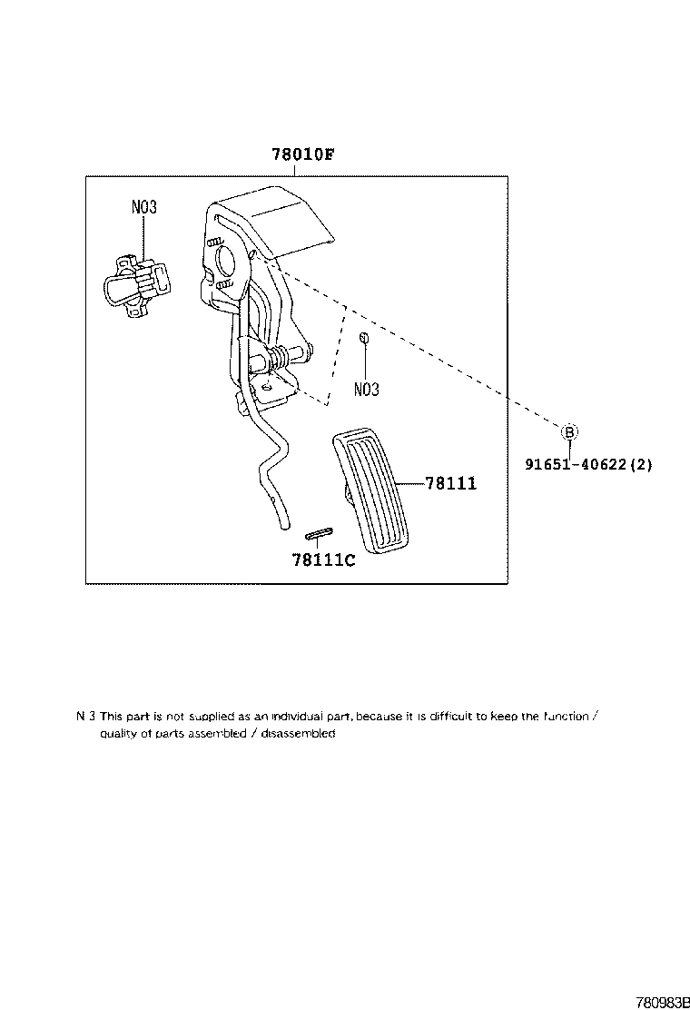 78010-12182 PEDAL ASSY, ACCELERATOR product image