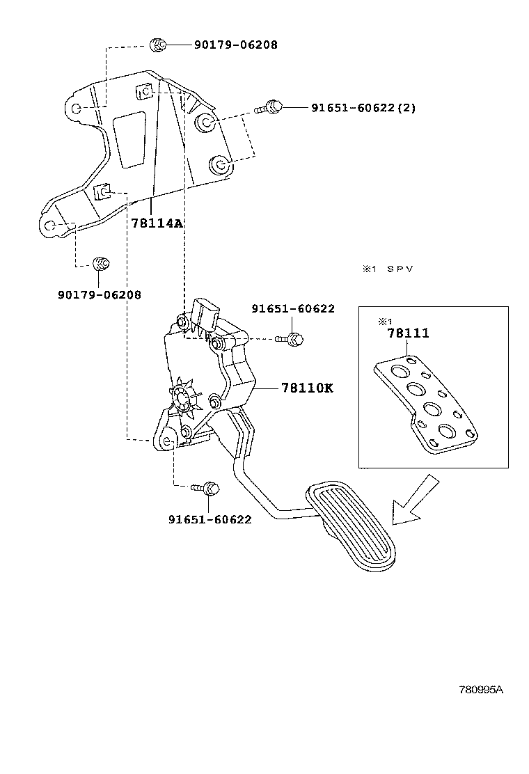 78184-33050 BRACKET, ACCELERATOR CONTROL CABLE product image