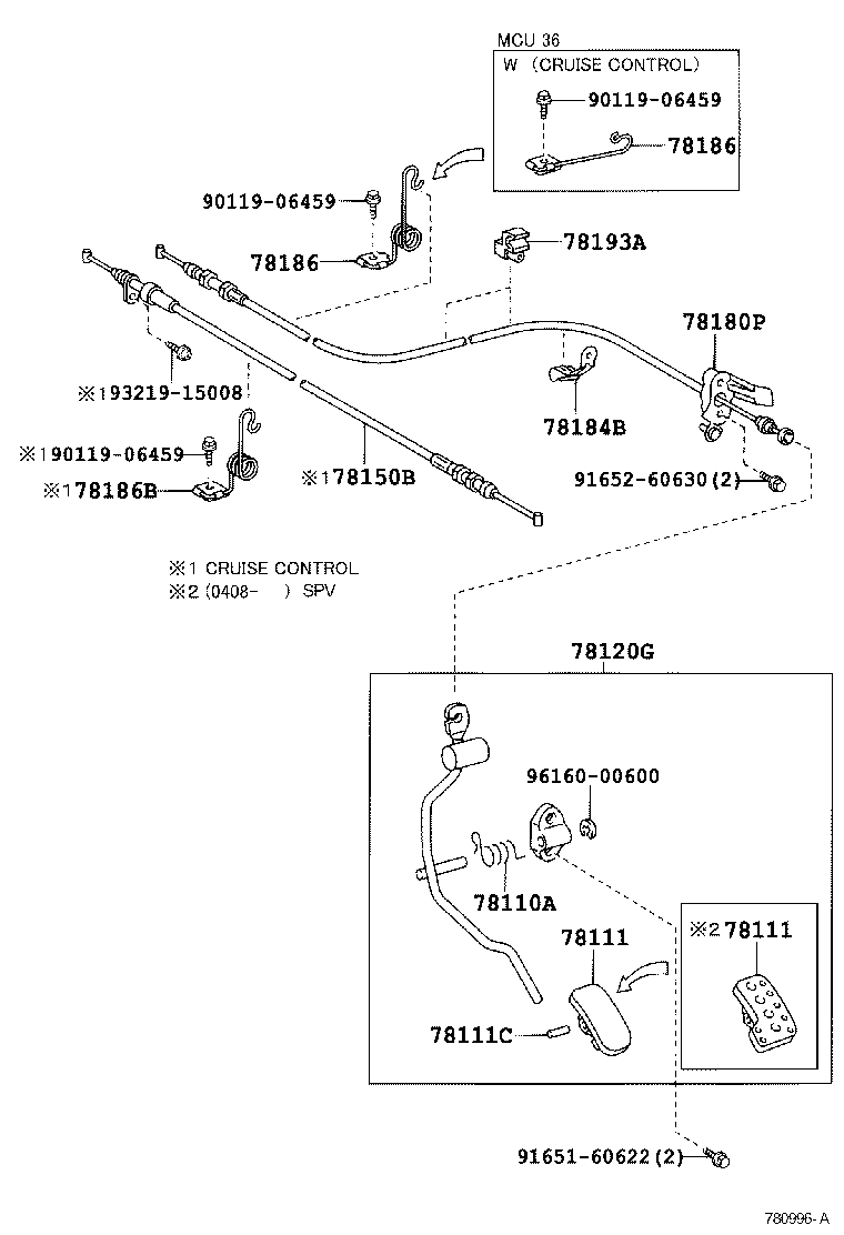 78184-33050 BRACKET, ACCELERATOR CONTROL CABLE product image
