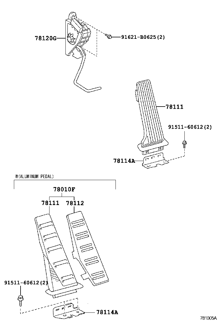78101-22040 PEDAL ASSY, ACCELERATOR product image