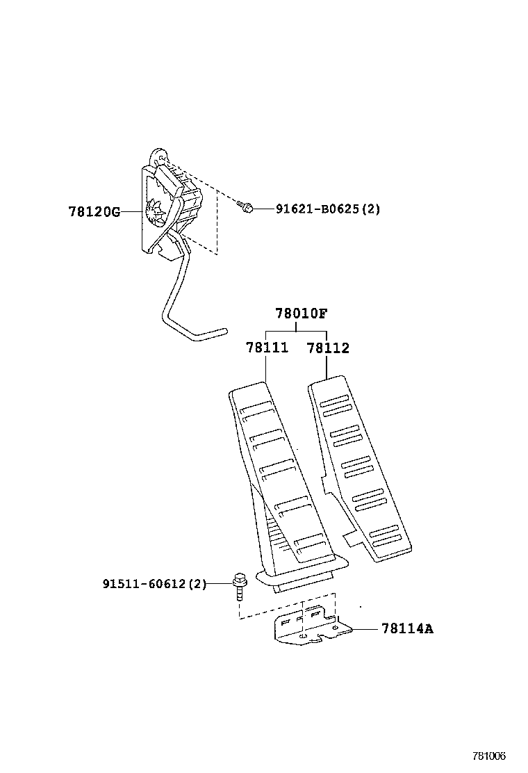 78101-22040 PEDAL ASSY, ACCELERATOR product image