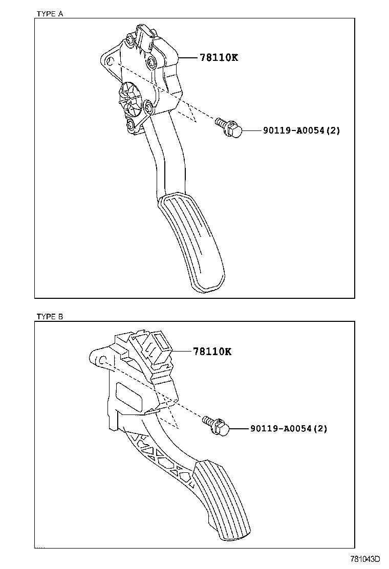 Toyota 78110-33120 SENSOR ASSY, ACCELERATOR PEDAL