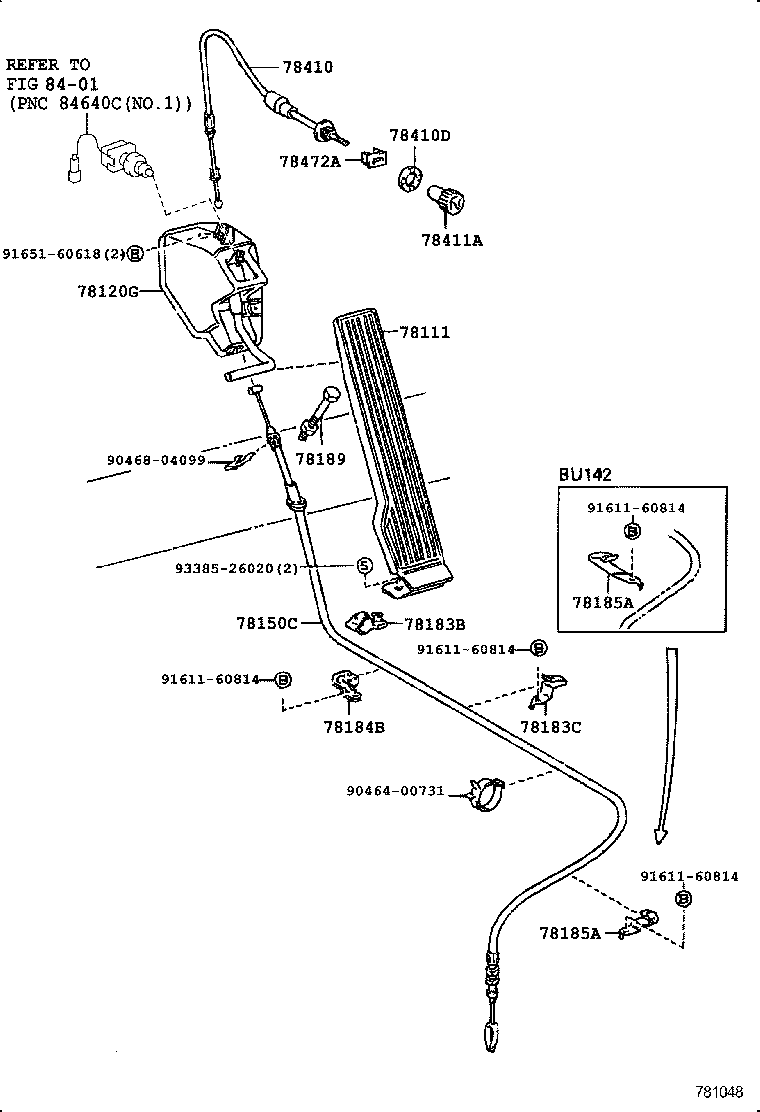 78183-37030 BRACKET, ACCELERATOR CONTROL CABLE product image