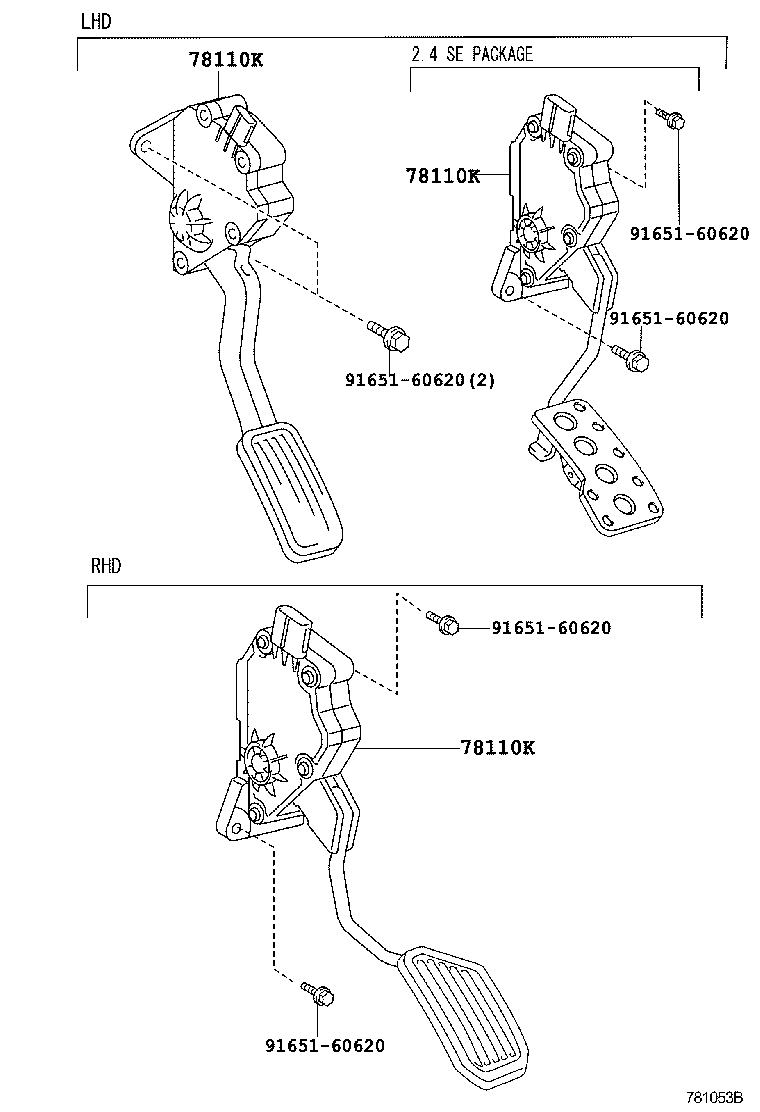78110-06030 SENSOR ASSY, ACCELERATOR PEDAL product image