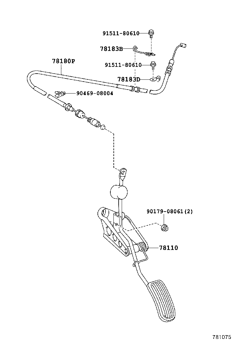 78183-0D070 CLAMP, ACCELERATOR CONTROL CABLE product image