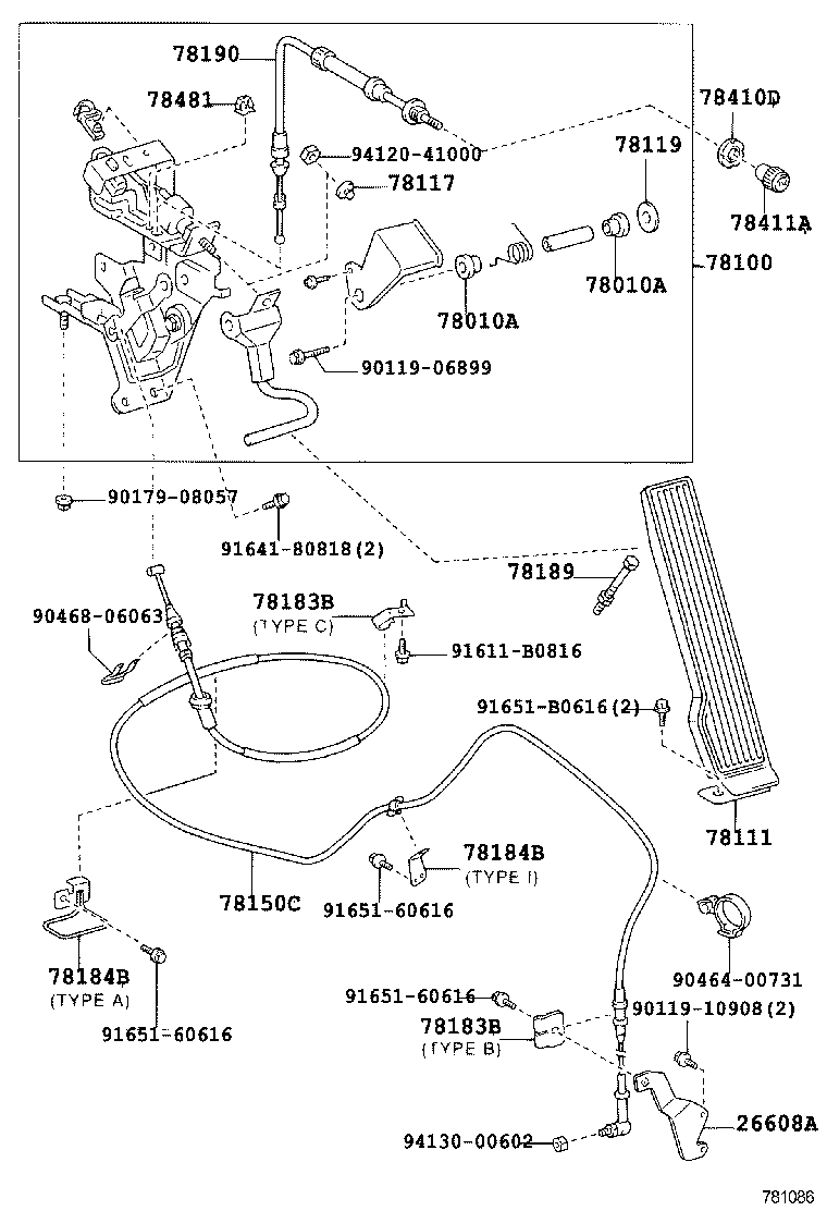 78184-37320 BRACKET, ACCELERATOR CONTROL CABLE product image