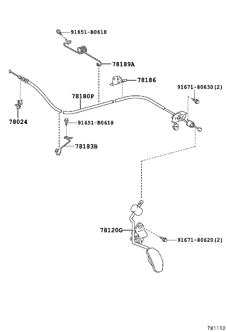 78189-12150 SUPPORT, ACCELERATOR CONTROL CABLE, NO.2 product image