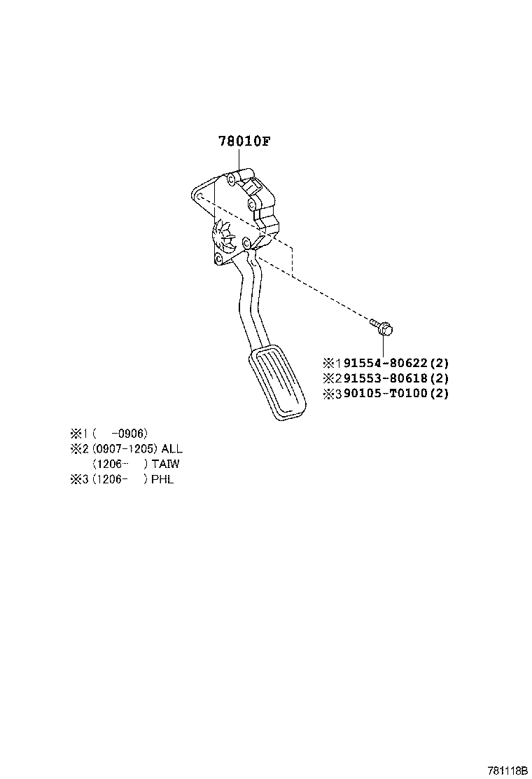78110-0D070 PEDAL ASSY, ACCELERATOR product image