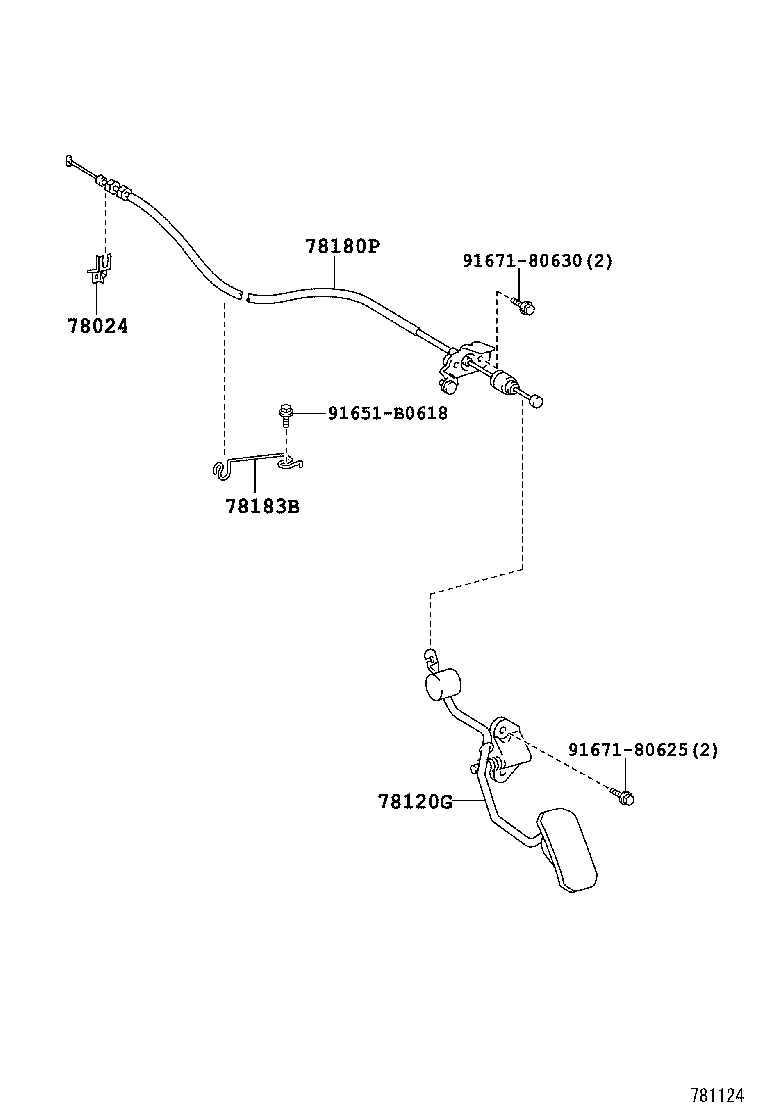 78189-12170 SUPPORT, ACCELERATOR CONTROL CABLE, NO.2 product image