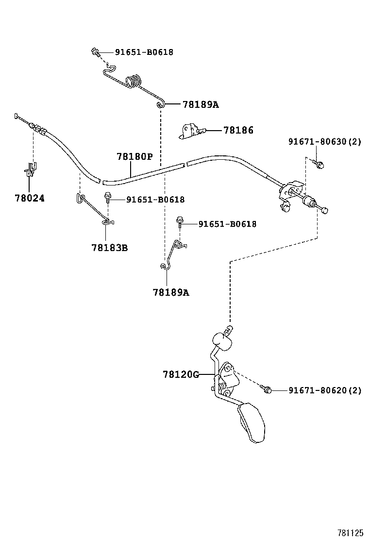 78189-12170 SUPPORT, ACCELERATOR CONTROL CABLE, NO.2 product image