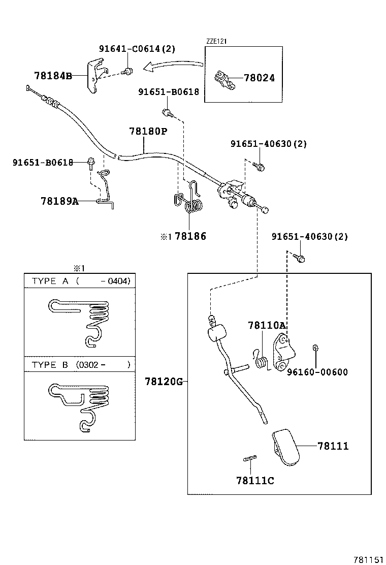78189-02010 SUPPORT, ACCELERATOR CONTROL CABLE, NO.2 product image