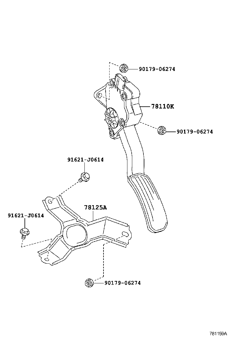 Toyota 78125-48010 BRACKET, ACCELERATOR PEDAL ROD, NO.2