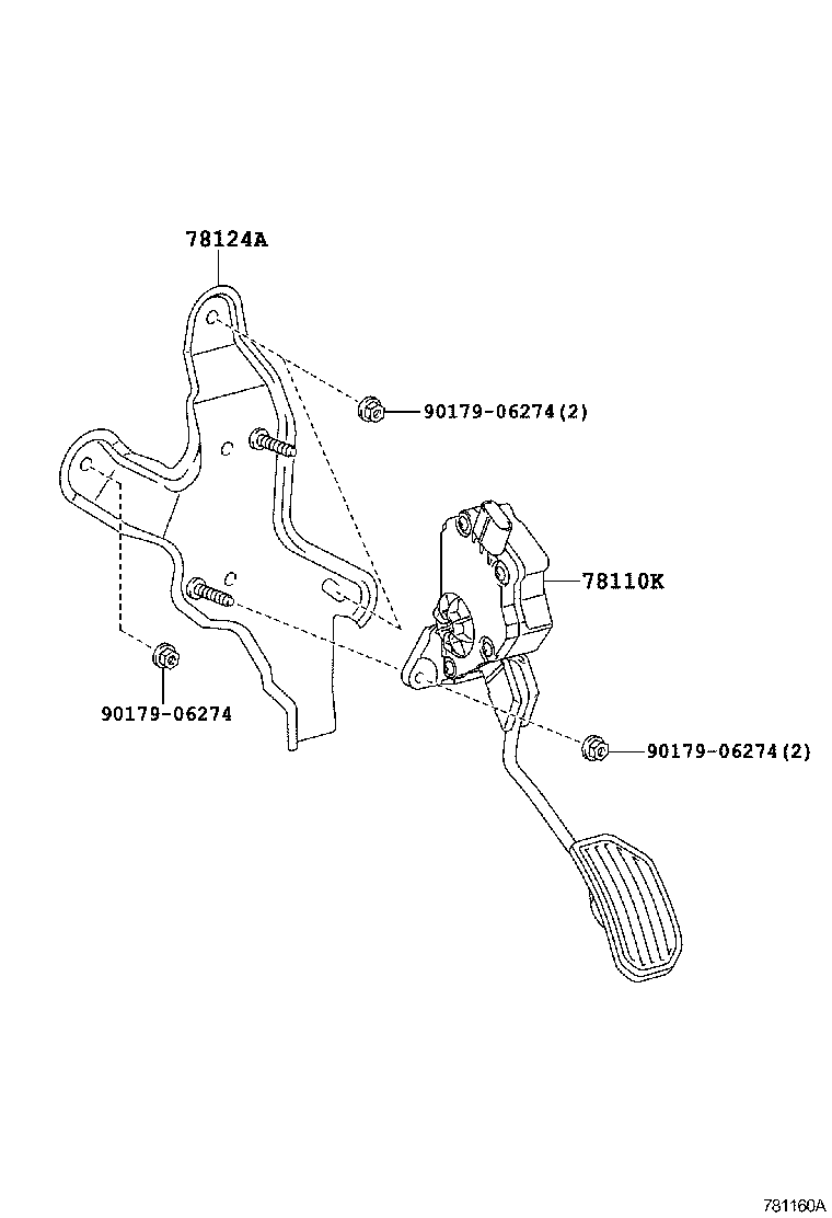 78124-48020 BRACKET, ACCELERATOR PEDAL ROD product image