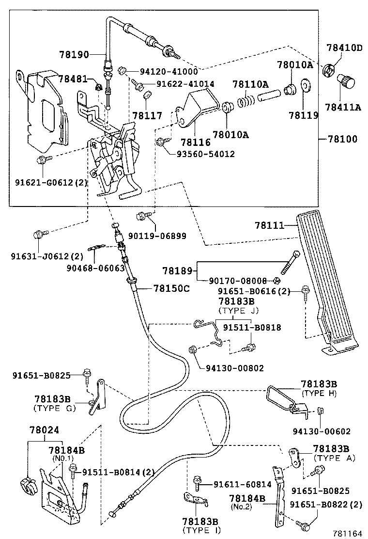 78184-37130 BRACKET, ACCELERATOR CONTROL CABLE product image