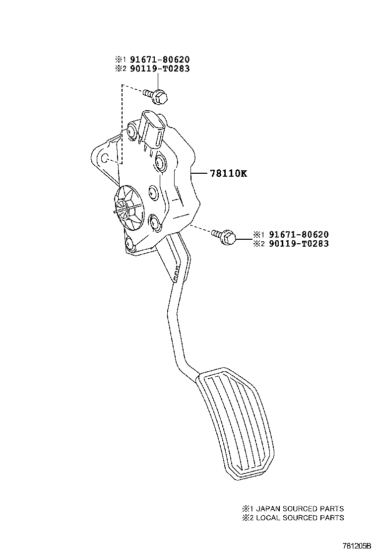 78110-02040 SENSOR ASSY, ACCELERATOR PEDAL product image