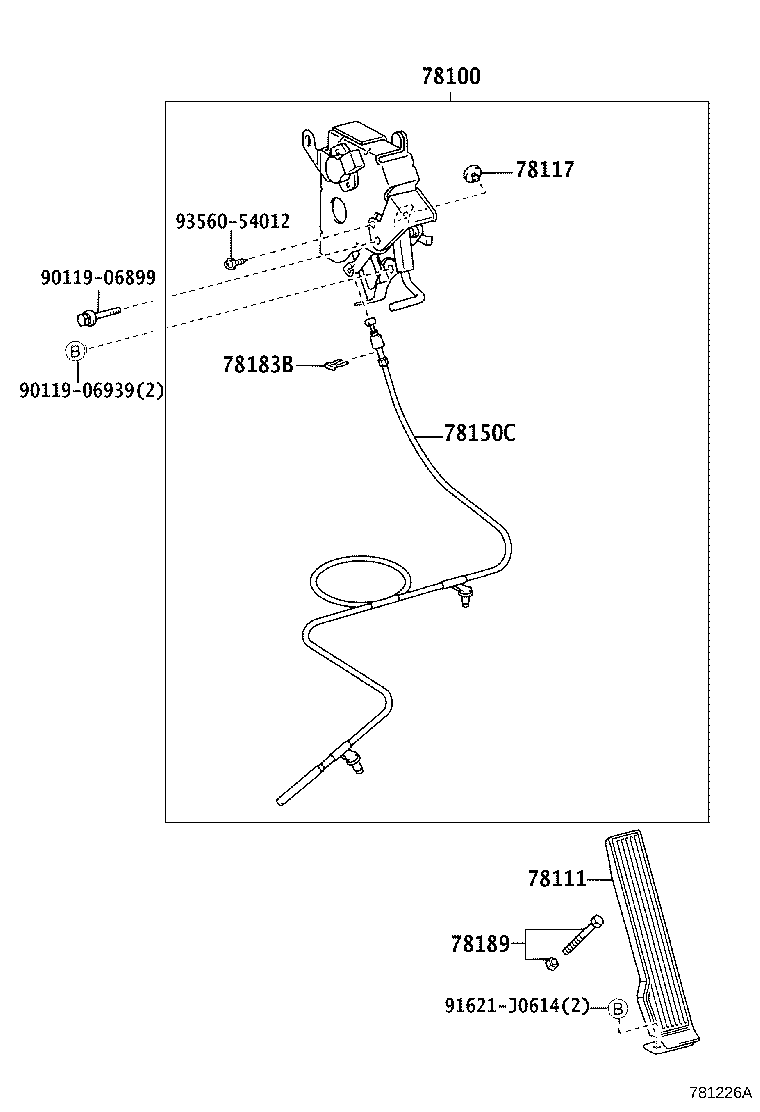 78150-37482 WIRE ASSY, ACCELERATOR FLEXIBLE product image