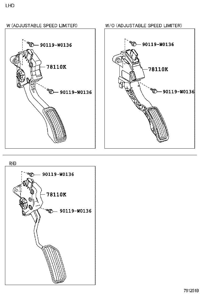 78110-0F030 SENSOR ASSY, ACCELERATOR PEDAL product image