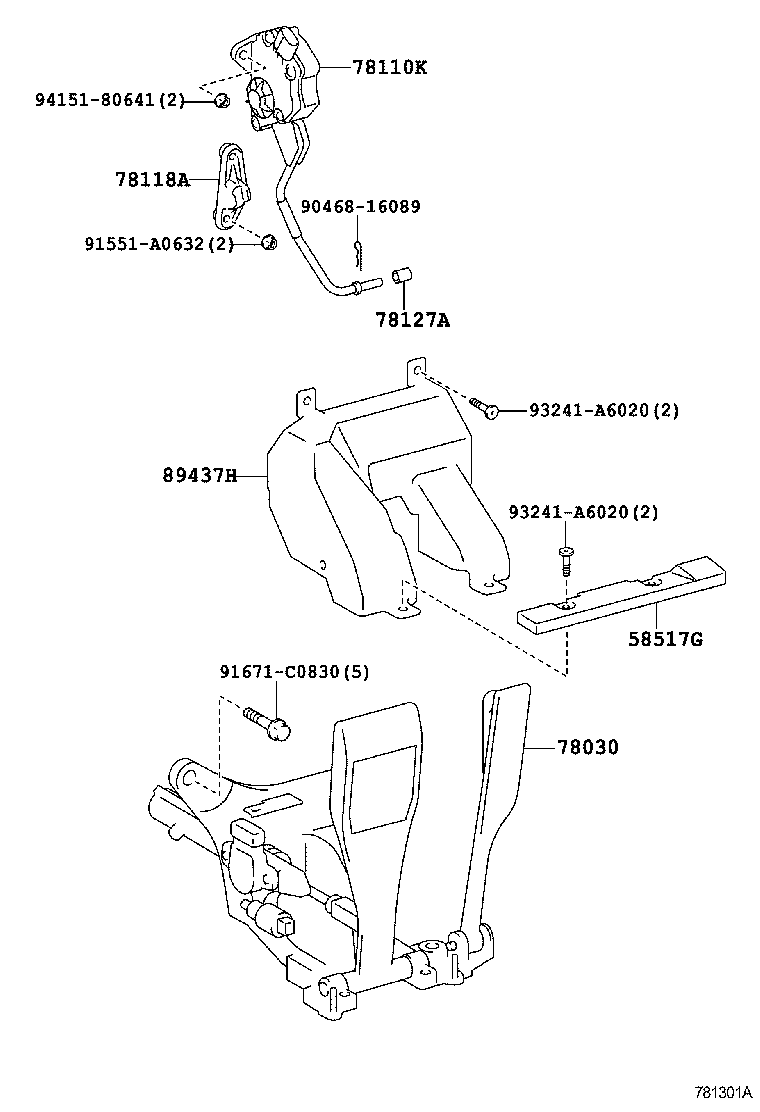 78110-77020 SENSOR ASSY, ACCELERATOR PEDAL product image