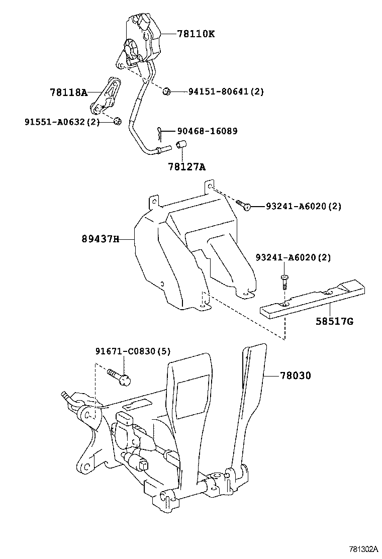 Toyota 78110-77010 SENSOR ASSY, ACCELERATOR PEDAL