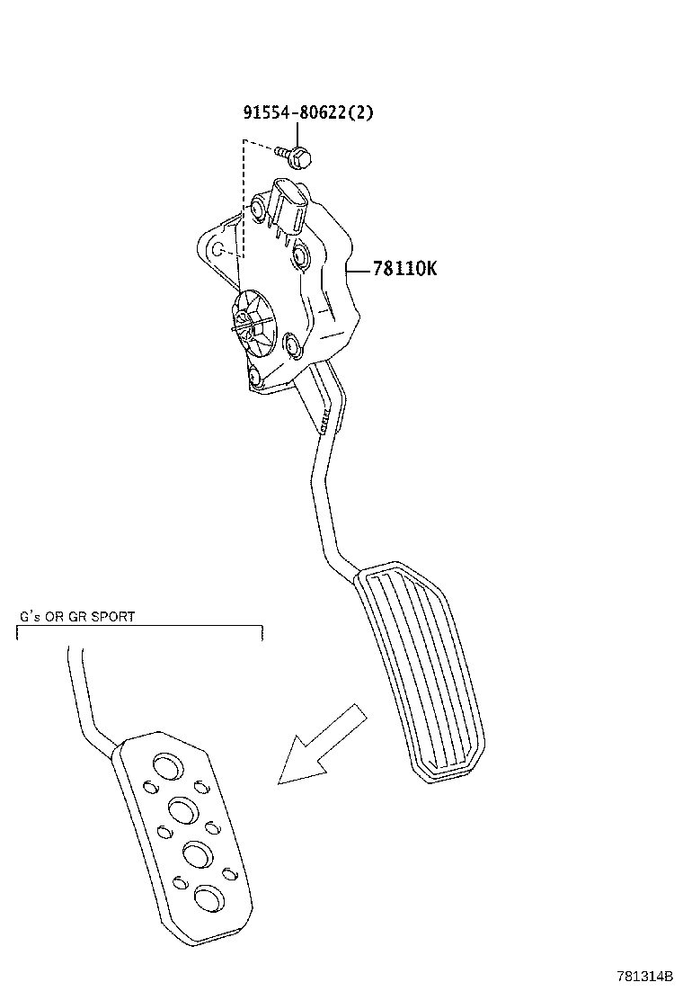 78110-WY130 SENSOR ASSY, ACCELERATOR PEDAL product image