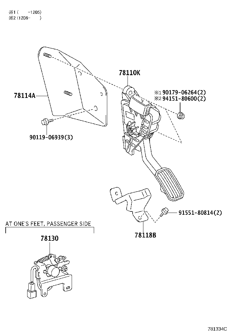 78114-37040 BRACKET, ACCELERATOR PEDAL SUPPORT product image