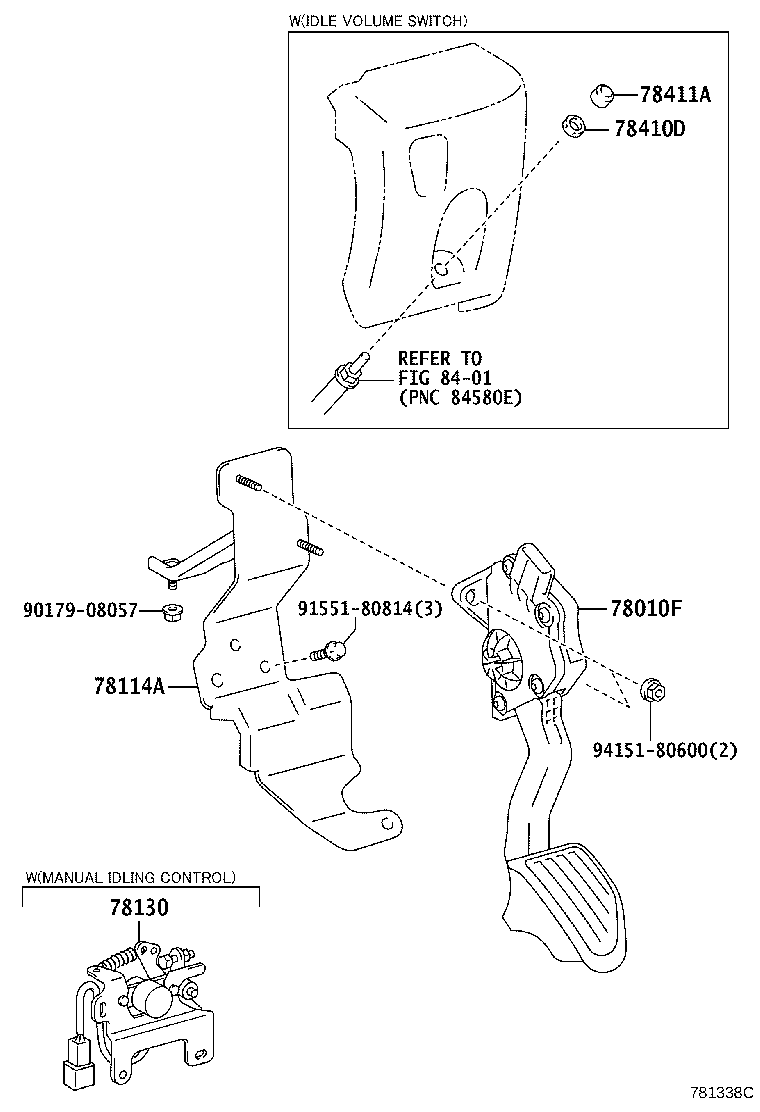 78114-37050 BRACKET, ACCELERATOR PEDAL SUPPORT product image