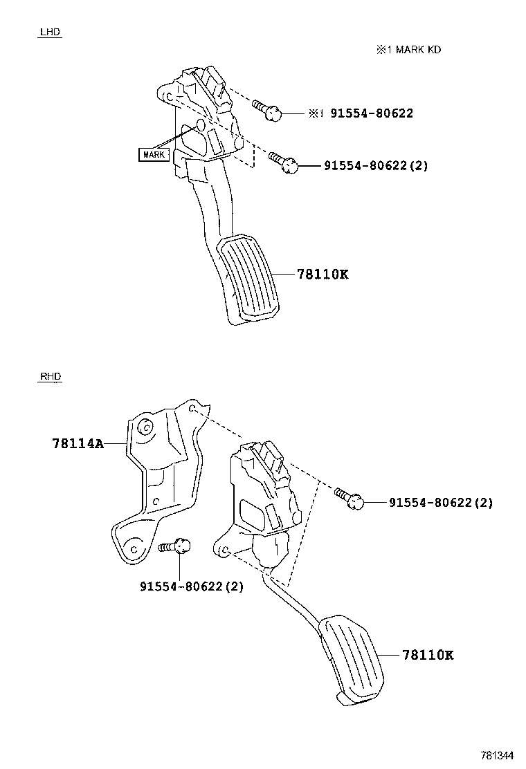 78114-0D032 BRACKET, ACCELERATOR PEDAL SUPPORT product image