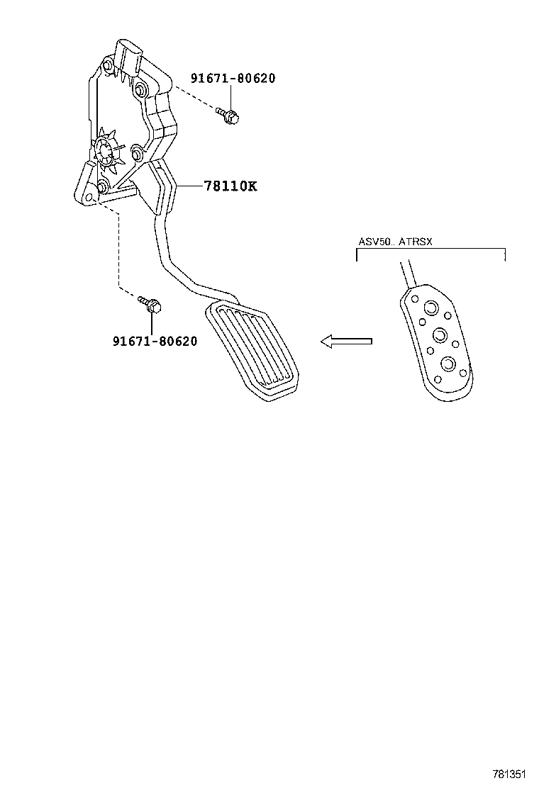 78110-33071 SENSOR ASSY, ACCELERATOR PEDAL product image