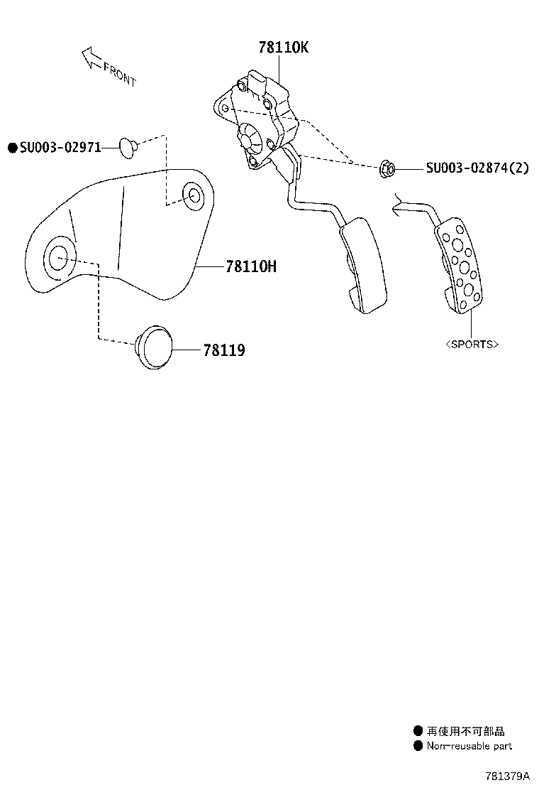Toyota SU003-05902 SENSOR ASSY, ACCELERATOR PEDAL