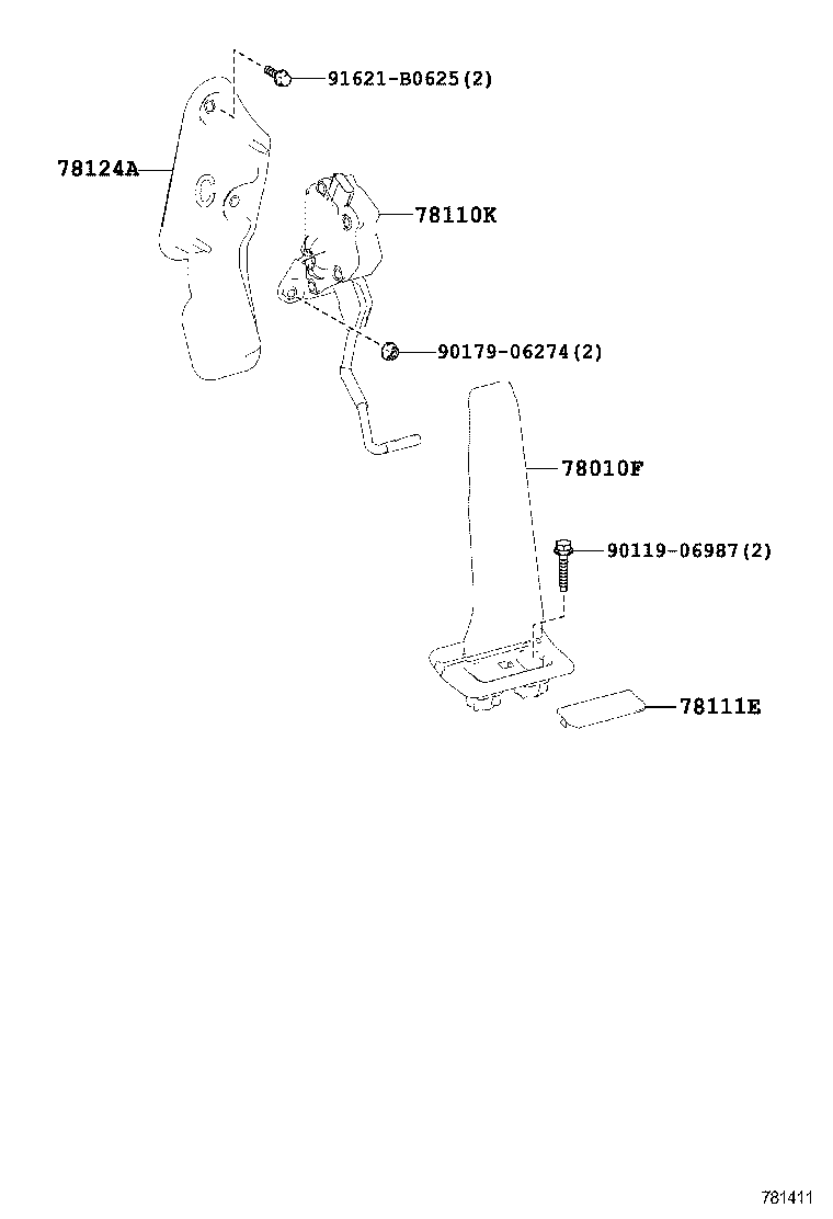 78124-30140 BRACKET, ACCELERATOR PEDAL ROD product image